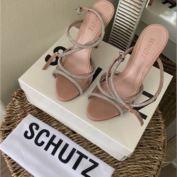 SCHUTZ Strapped Heels w/Rhinestones Size 8 - Picture 3 of 6